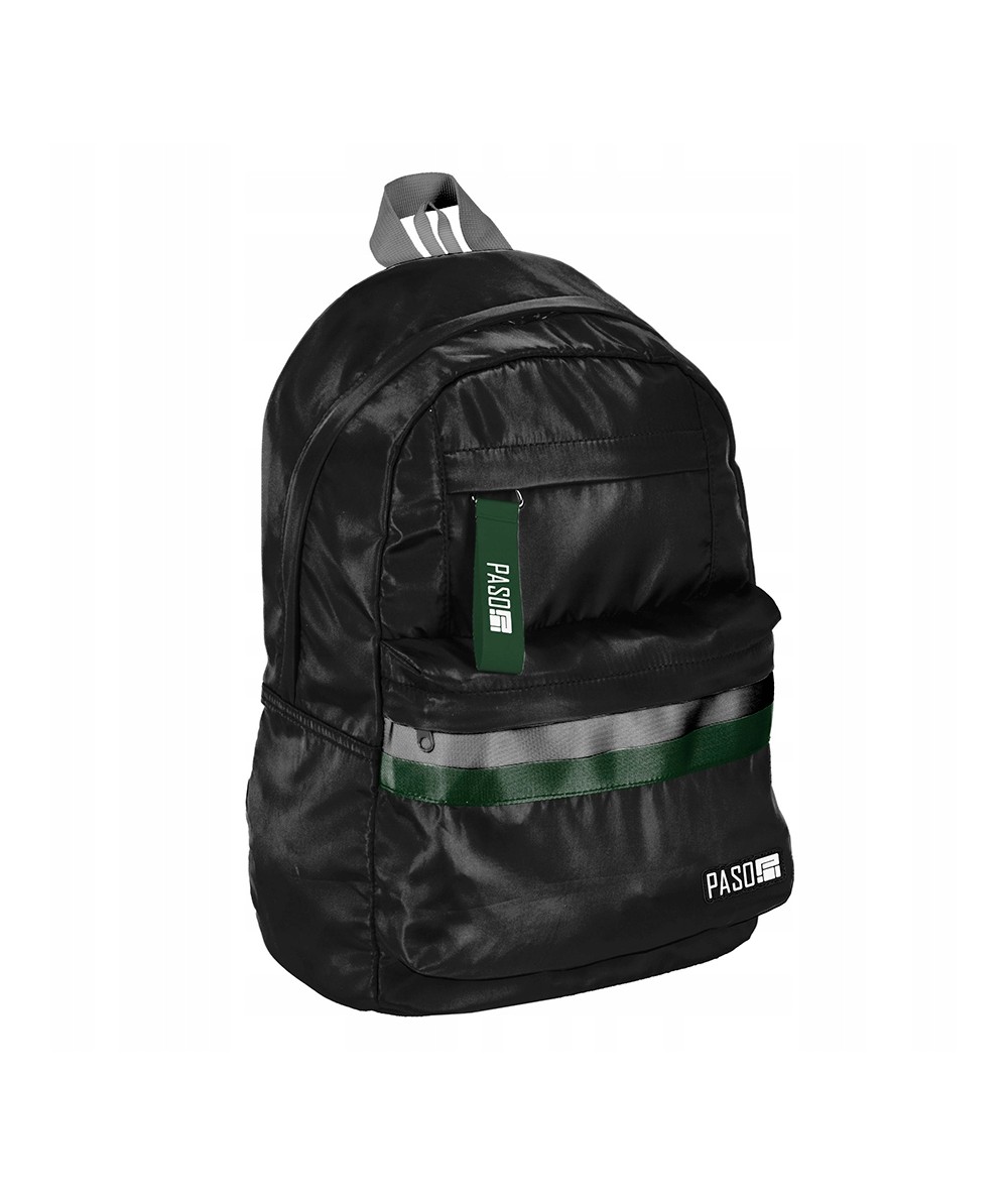 Czarno-zielony plecak miejski PASO do szkoły na wycieczki  PPBG-701