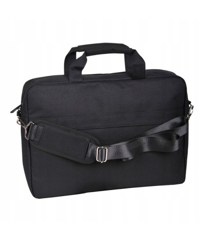 Mała torba na laptopa z paskiem PASO czarna