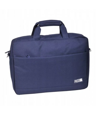 Niebieska TORBA na ramie biznesowa na laptopa PASO duża