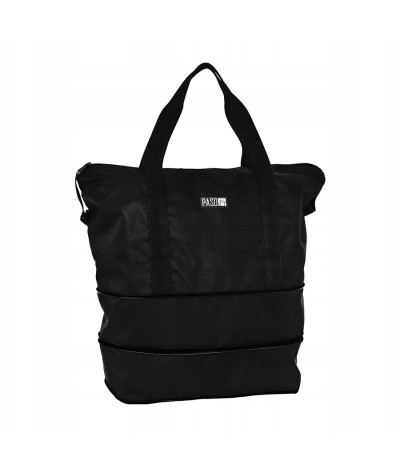 Nowoczesna torba podr&oacute;żna na zakupy CZARNA PASO