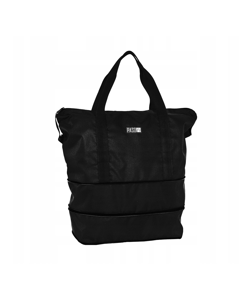 Nowoczesna torba podr&oacute;żna na zakupy CZARNA PASO