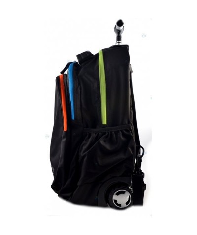 PLECAK młodzieżowy NA KÓŁKACH COOLPACK czarny z kolorowymi zamkami CP 013a