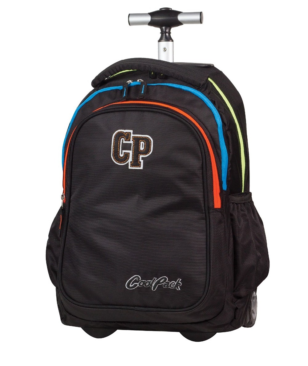 PLECAK młodzieżowy NA KÓŁKACH COOLPACK czarny z kolorowymi zamkami CP 013a