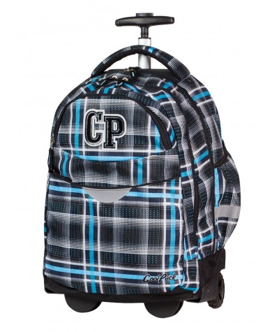 Plecak na kółkach CoolPack CP czarny i niebieski w kratkę dla chłopca RAPID SPORTY 450