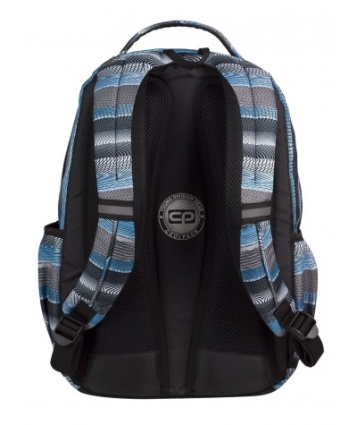 Plecak młodzieżowy COOLPACK CP w szare i niebieskie paski z deseniem w koncentryczne okręgi SMASH 400 GREY TWIST