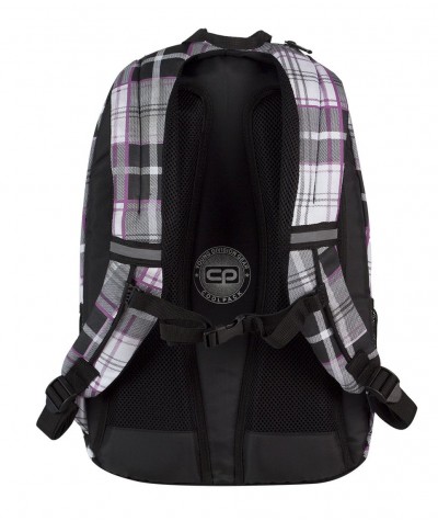 Plecak młodzieżowy CoolPack CP czarno - biały w kratkę polo z fioletowymi wstawkami URBAN POLO 361