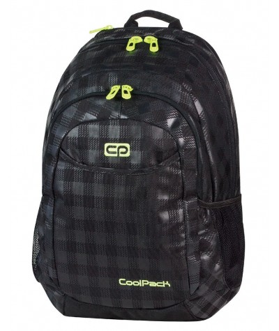 Plecak młodzieżowy na laptop CoolPack czarny w kratkę (połysk + mat) z żółtymi wstawkami URBAN  BLACK & YELLOW CP 412