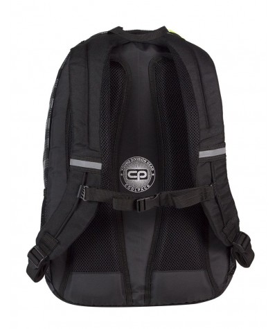 Plecak młodzieżowy CoolPack CP czarny w kratkę (połysk i matowy) z pomarańczowymi wstawkami URBAN  BLACK & ORANGE 422