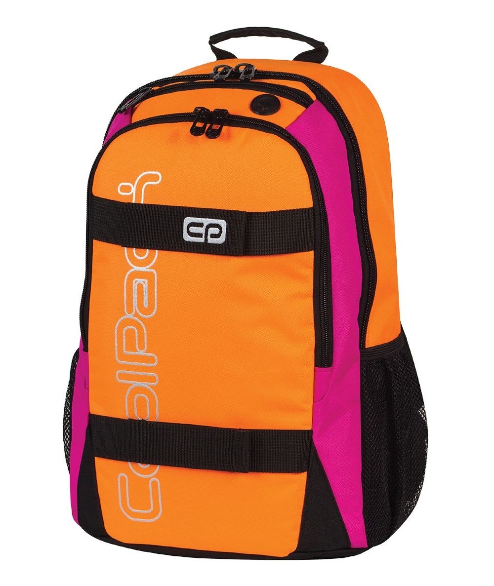 Plecak młodzieżowy CoolPack CP pomarańczowy z różowymi bokami i czarnymi zamkami ACTION ORANGE NEON 430