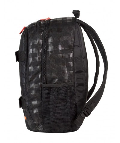 Plecak młodzieżowy CoolPack CP czarny w kratkę z pomarańczowymi wstawkami ACTION BLACK & ORANGE 423