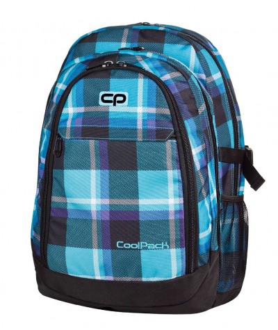 Plecak młodzieżowy CoolPack CP duży niebieski w kratkę - 3 przegrody GRAND  SCOTT 384