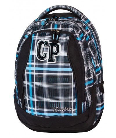 Plecak młodzieżowy CoolPack CP czarno niebieski w kratkę dla chłopca