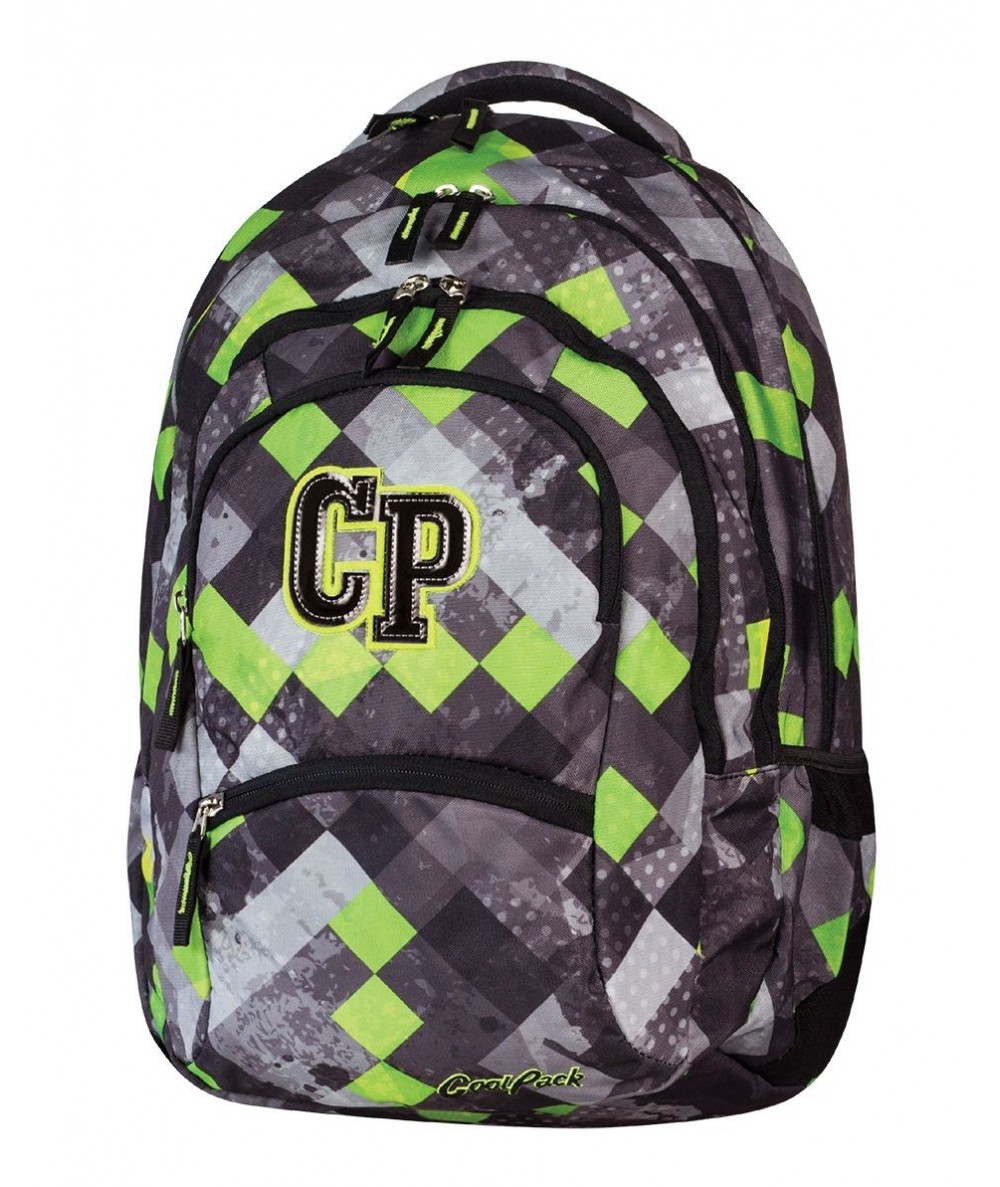 Plecak szkolny CoolPack CP w zielono szarą kratkę - 5 przegród COLLEGE GRUNGE GREY 455