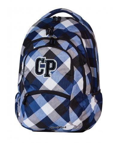 Plecak szkolny CoolPack CP biało niebieski w kratkę 5 przegród COLLEGE  CAMBRIDGE 465