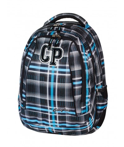 Plecak szkolny CoolPack CP czarno niebieski w kratkę - 2 w 1 COMBO SPORTY 451