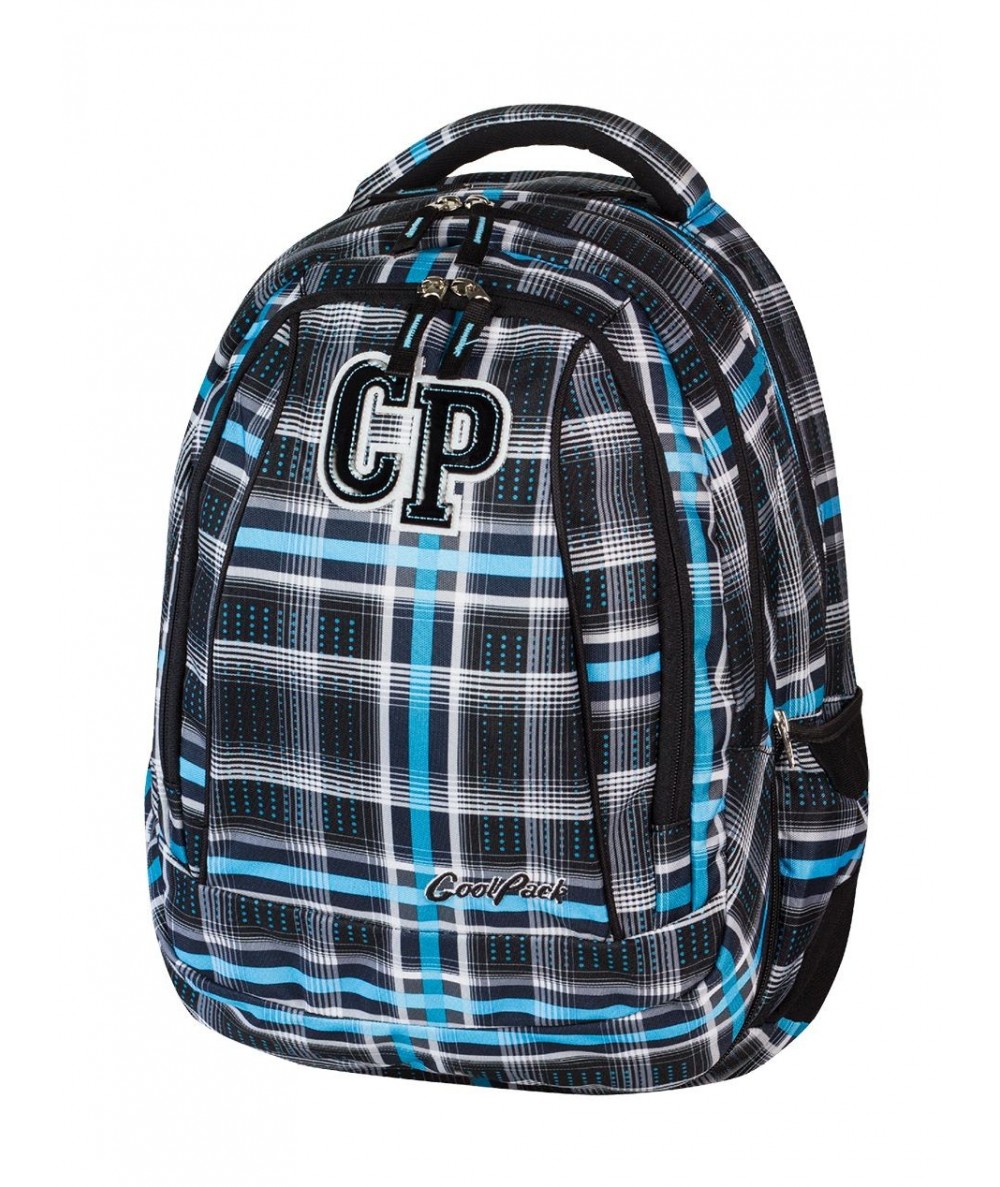 Plecak szkolny CoolPack CP czarno niebieski w kratkę - 2 w 1 COMBO SPORTY 451