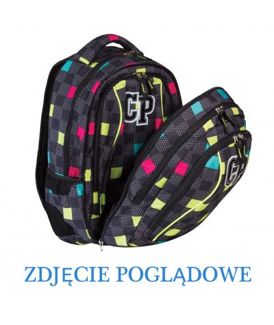 Plecak szkolny CoolPack CP fioletowy, zielony, niebieski w kratkę ze srebrnymi zamkami - 2 w 1 dla dziewczynki  PURPLE PASTEL 48