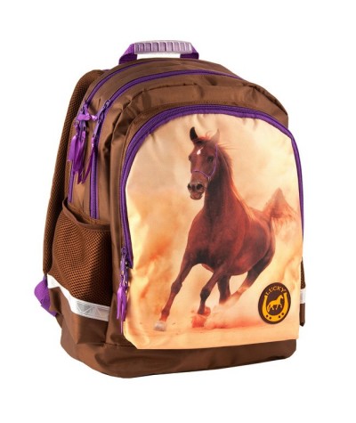 Plecak szkolny brązowy z koniem - Lucky