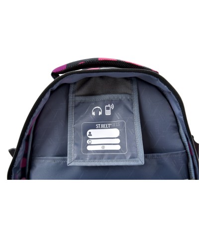 Plecak młodzieżowy 01 ST.REET czarny w różowe kropki DOTS BLACK&PINK