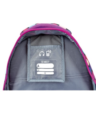 Plecak młodzieżowy 02 ST.REET czarny w kolorowe kropki DOTS PURPLE&PINK