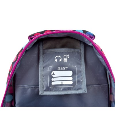 Plecak młodzieżowy 07 ST.REET czarny w kolorowe kropki DOTS PURPLE&PINK