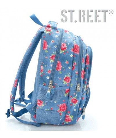 Plecak młodzieżowy 07 ST.REET niebieski w róże GARDEN