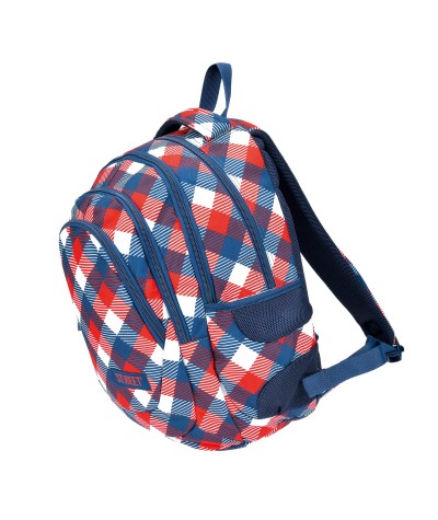 Plecak młodzieżowy 06 ST.REET czerwono - niebieski w kratkę CHEQUERED RED&NAVY