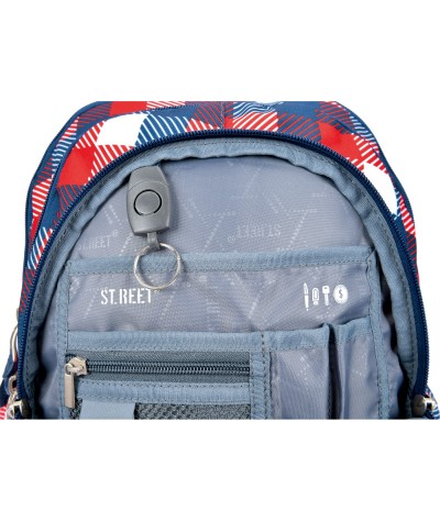 Plecak młodzieżowy 06 ST.REET czerwono - niebieski w kratkę CHEQUERED RED&NAVY