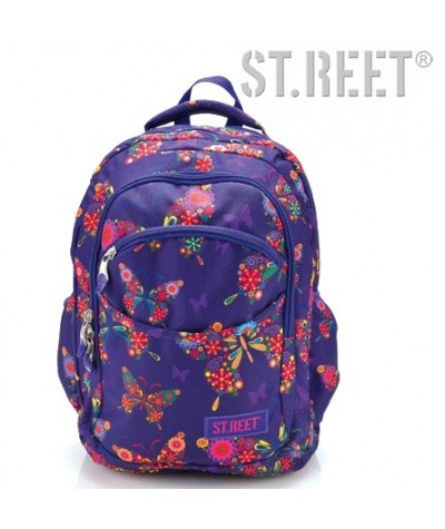 Plecak młodzieżowy 03 ST.REET fioletowy w motyle BUTTERFLY