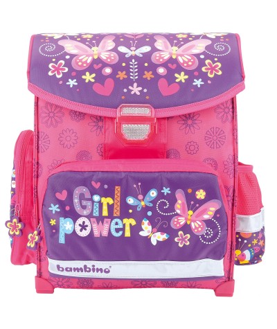 Tornister szkolny PREMIUM FLOWERS różowy i fioletowy w kwiaty i motyle 