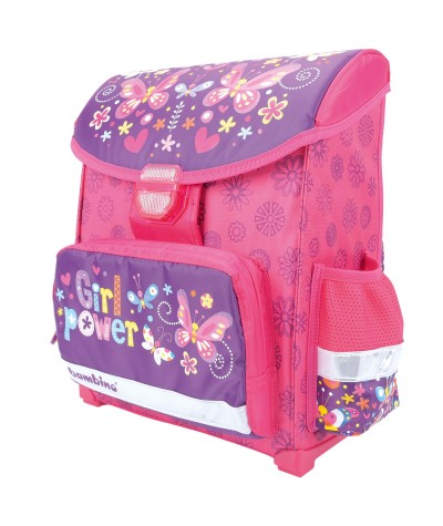 Tornister szkolny PREMIUM FLOWERS różowy i fioletowy w kwiaty i motyle 