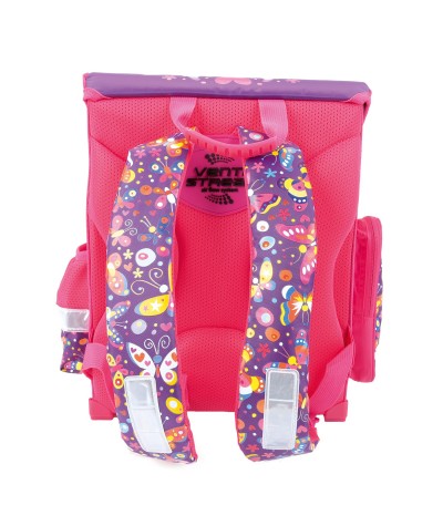 Tornister szkolny PREMIUM FLOWERS różowy i fioletowy w kwiaty i motyle 