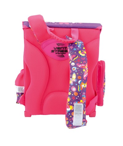 Tornister szkolny PREMIUM FLOWERS różowy i fioletowy w kwiaty i motyle 