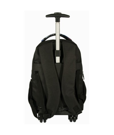 Plecak szkolny na kółkach - czarny z deseniem w tukany