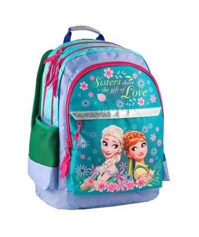 Plecak szkolny Frozen / Kraina Lodu Anna i Elsa - zielono-granatowy
