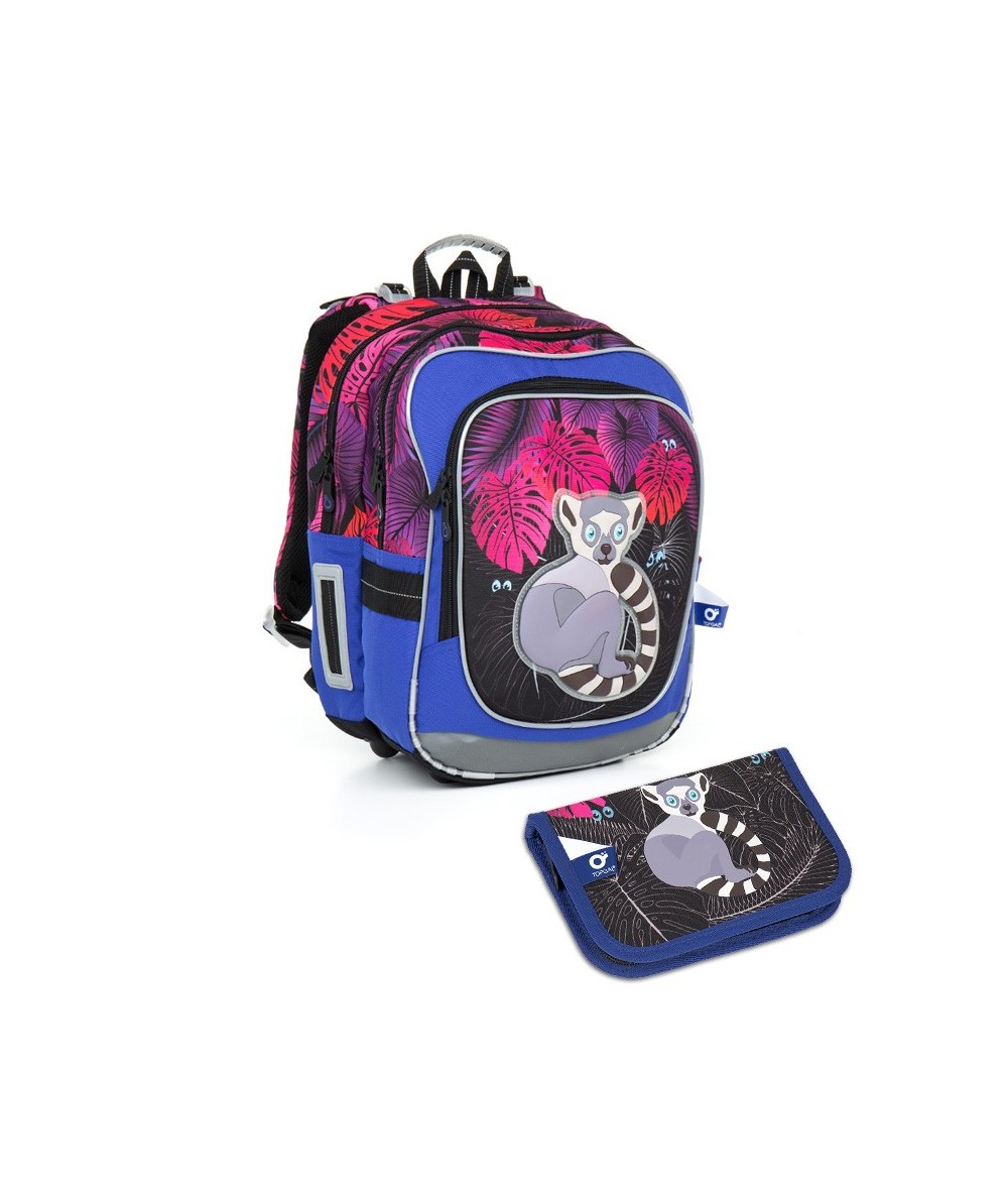 Komplet szkolny TOPGAL CHI 792 I SET SMALL z lemurem plecak dwukomorowy + piórnik