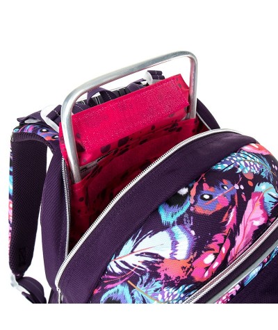 plecak młodzieżowy TOPGAL CHI 796 H dla dziewczyny fioletowy w kolorowe pióra