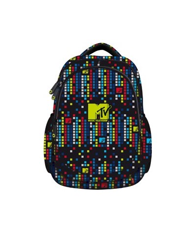 Plecak młodzieżowy BP-06 MTV Equalizer - czarny z kolorowymi kwadracikami