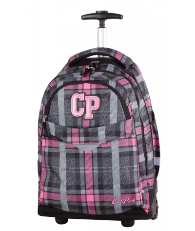 Plecak na kółkach CoolPack CP szaro-różowy w kratkę RAPID SCOTISH DAWN 694 - szkocka kratka dla dziewczynki