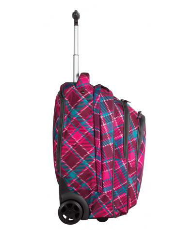 Plecak na kółkach CoolPack CP wiśniowy w kratkę TARGET CRANBERRY CHECK - plecak dla dziewczynki - kolorowy w kratkę - do szkoły 