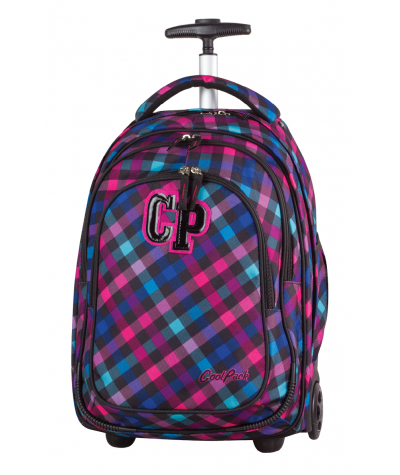 Plecak na kółkach CoolPack różowo-fioletowy w kratkę CP TARGET SCARLET 666 dla dziewczynki