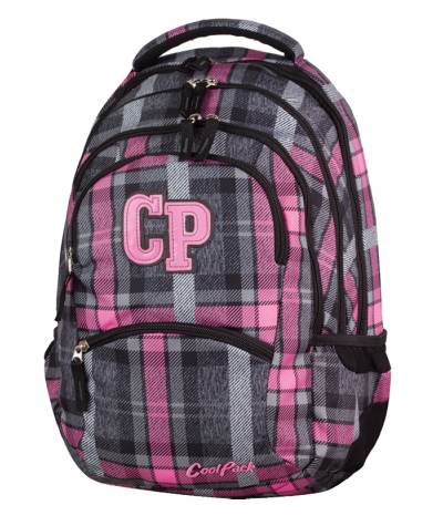 Plecak młodzieżowy CoolPack CP szaro-różowy w kratkę - 5 przegród COLLEGE SCOTISH DAWN dla dziewczynki