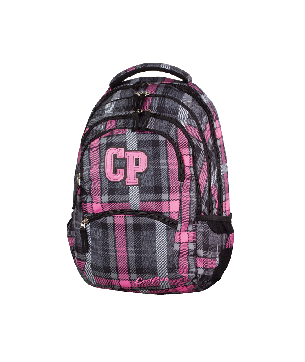 Plecak młodzieżowy CoolPack CP szaro-różowy w kratkę - 5 przegród COLLEGE SCOTISH DAWN dla dziewczynki