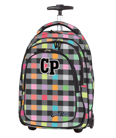Plecak na kółkach CoolPack CP szary w kratkę, w kolorowe kwadraciki TARGET PASTEL CHECK dla dziewczynki lub chłopca