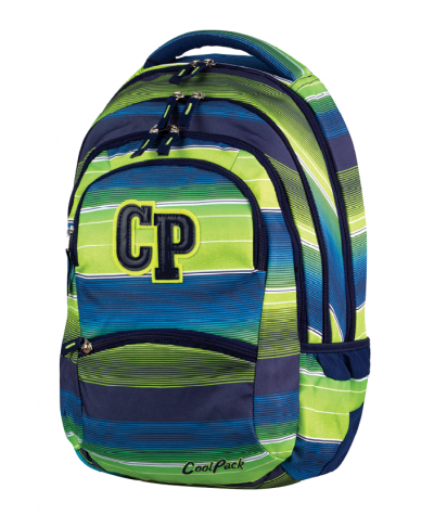Plecak młodzieżowy CoolPack CP zielono-niebieski w paski - 5 przegród COLLEGE MULTI STRIPES 644 dla dziewczynki lub chłopca