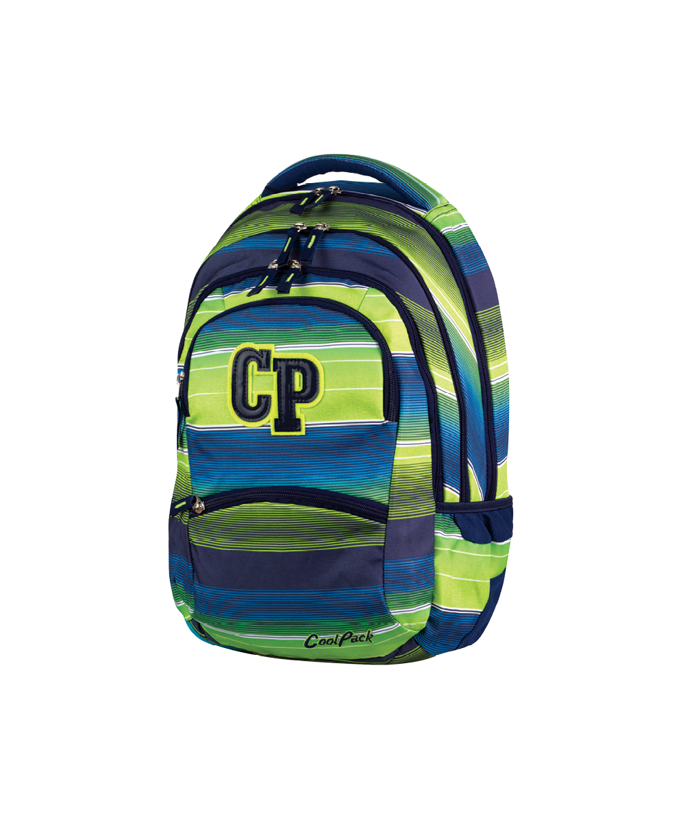 Plecak młodzieżowy CoolPack CP zielono-niebieski w paski - 5 przegród COLLEGE MULTI STRIPES 644 dla dziewczynki lub chłopca