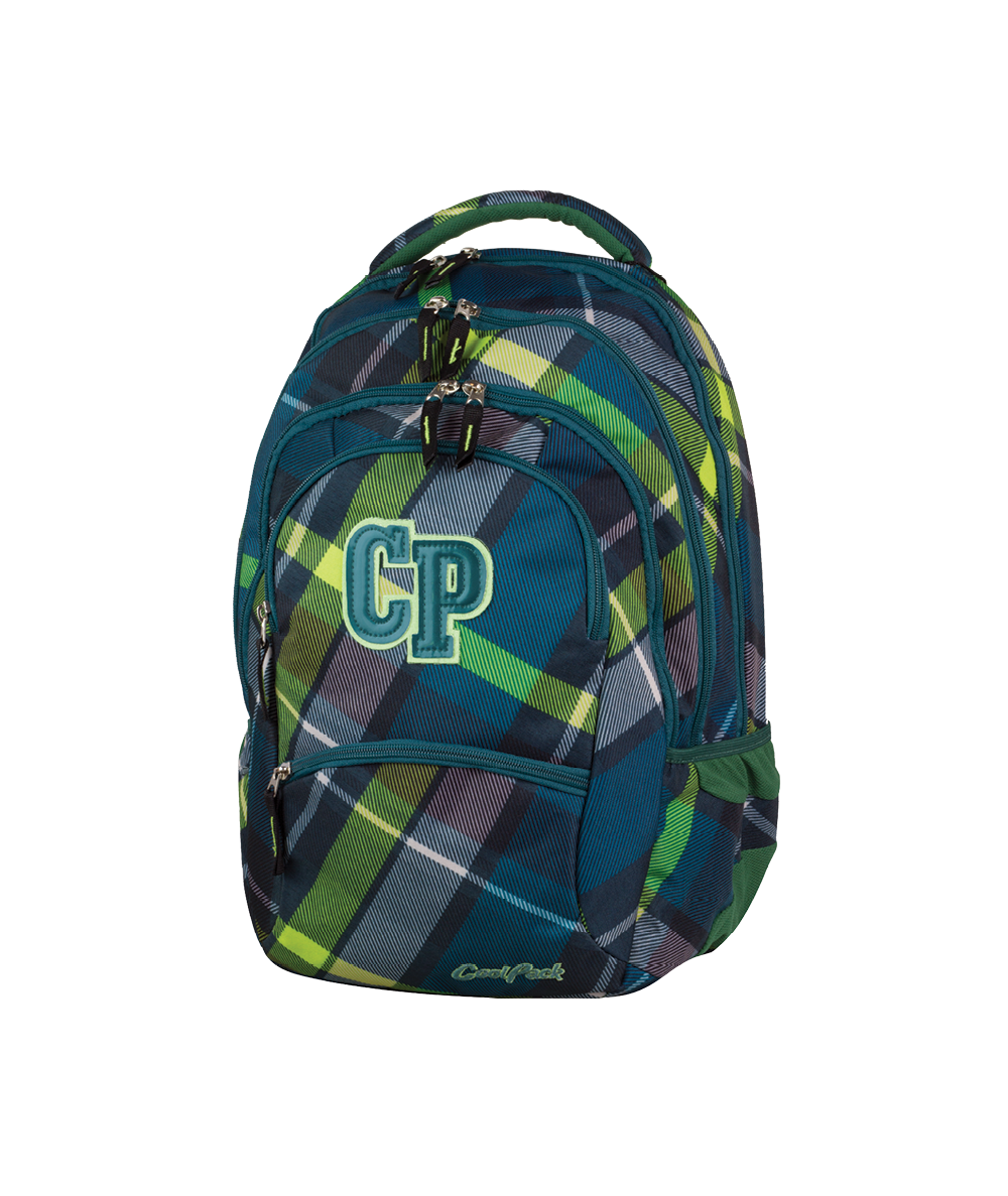 Plecak młodzieżowy CoolPack CP zielony w kratkę 5 przegród COLLEGE VERDURE 623 dla chłopca lub dla dziewczynki