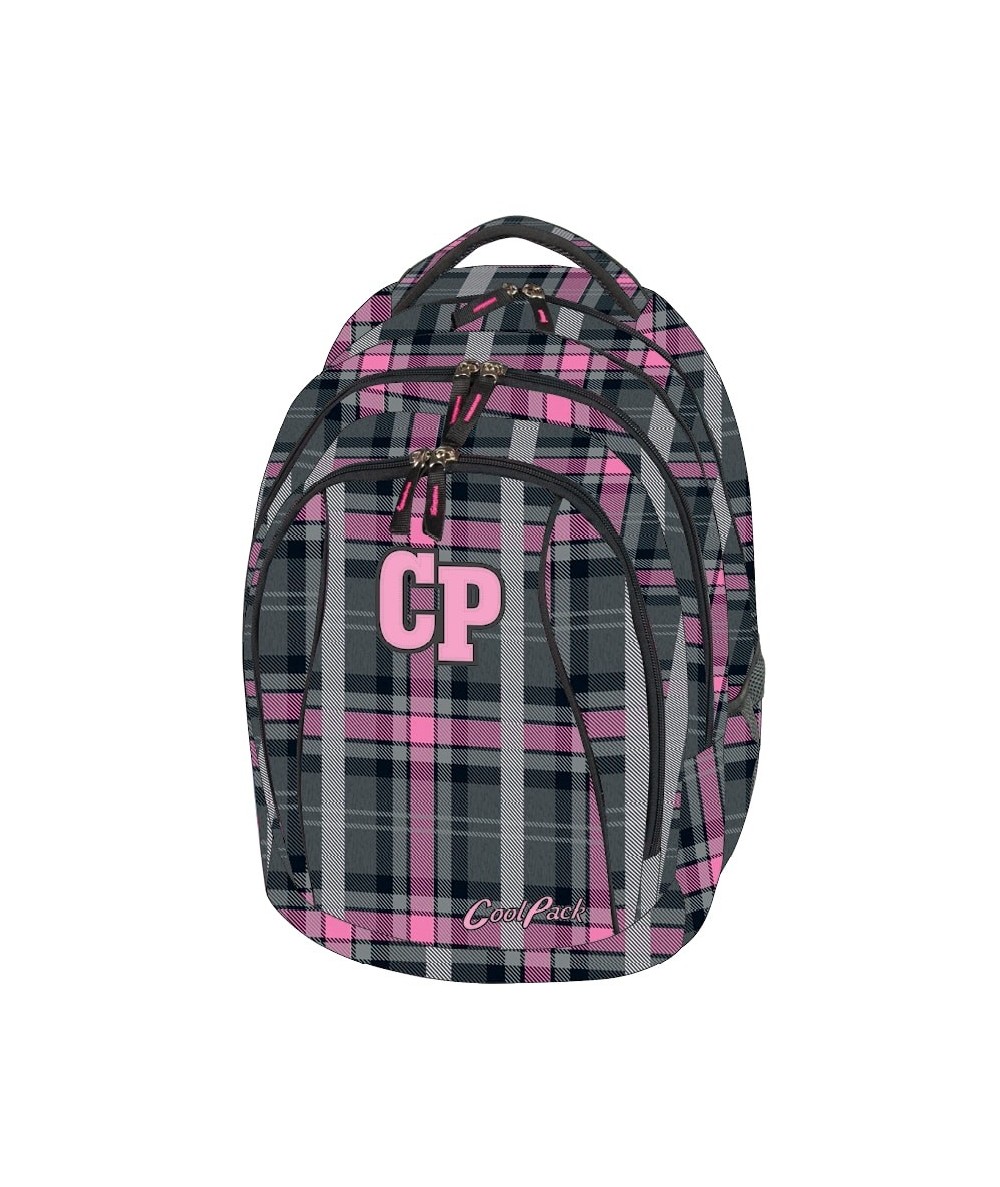 Plecak młodzieżowy CoolPack CP szaro-różowy w kratkę - plecak 2w1 COMBO SCOTISH DAWN 695 dla dziewczynki