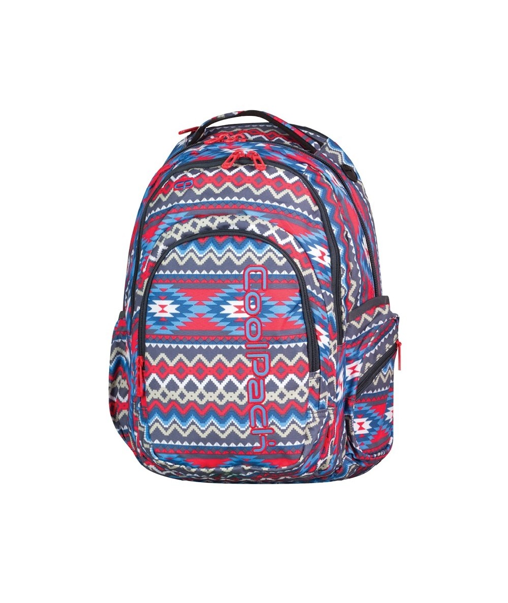 Plecak młodzieżowy CoolPack CP czerwono-niebieski boho SPARK II BOHO BEIGE 802 aztek dla dziewczyny