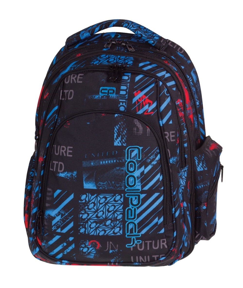 Plecak młodzieżowy CoolPack CP duży - w niebiesko-czerwone znaki MAXI UNDERGROUND 831